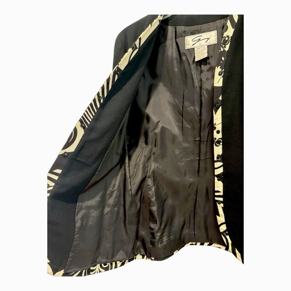 Vtg Genny Wool Blazer Jacket Womens 8 Black Open Front Designer Lined Made Italy - Picture 4 of 11